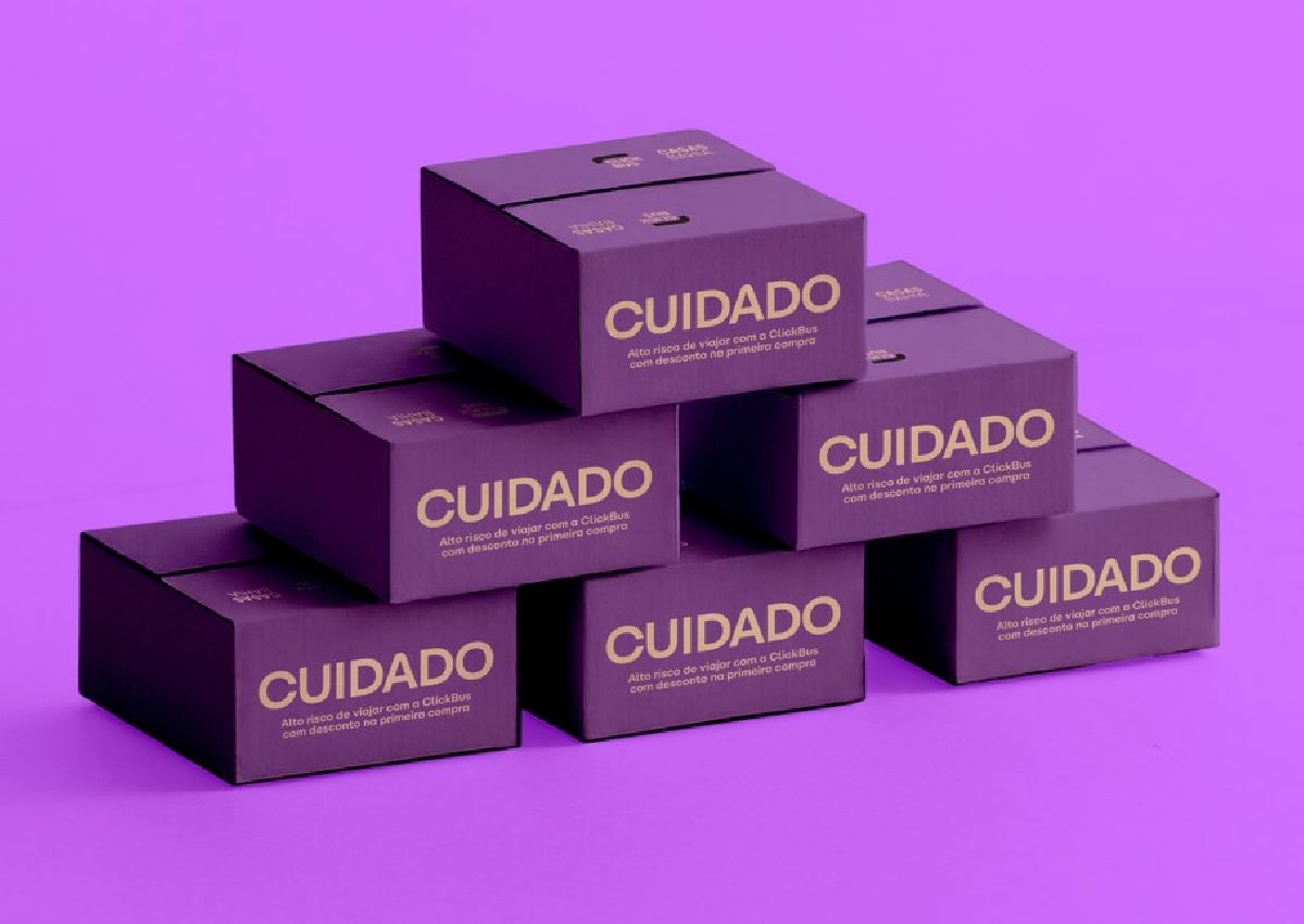 ClickBus muda cor das caixas para roxo em parceria inédita com Casas Bahia